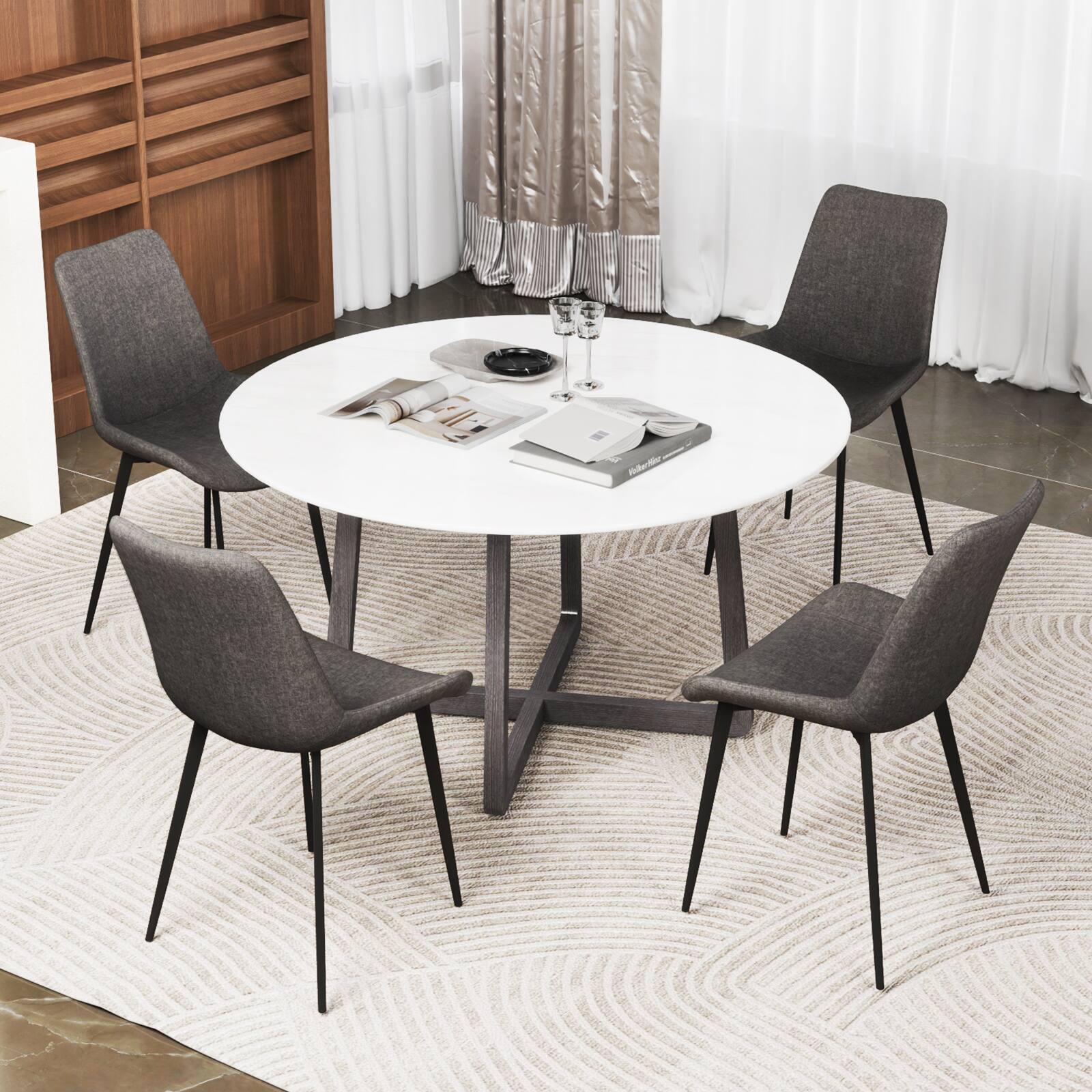 Alt View 1. Gymax - Gymax Dining Chair Set of 4 w/ Metal Legs Padded Seats & Backs for Dining Room Gray - Gray.