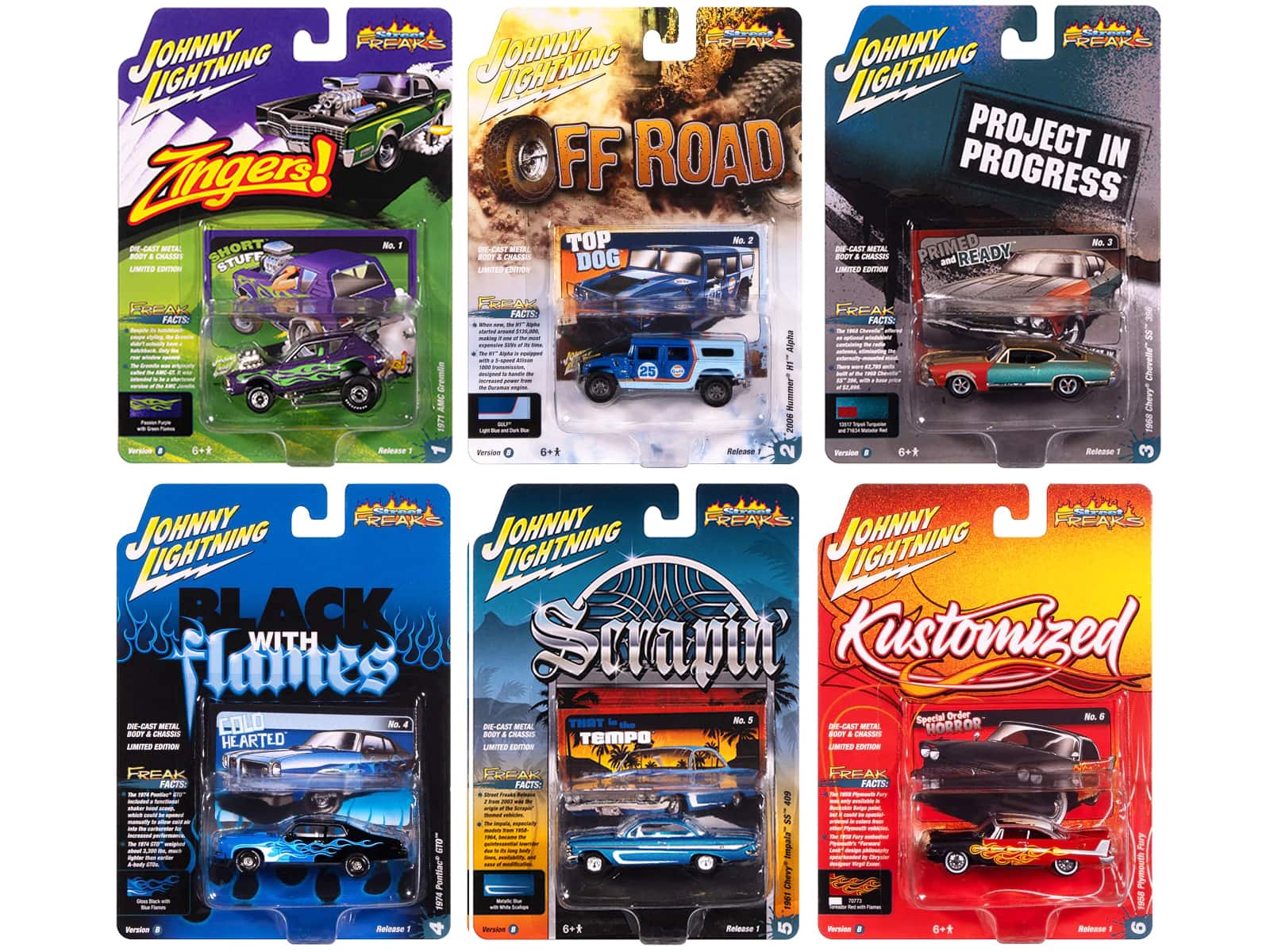 """Street Freaks"" 2025 Release 1 Set B of 6 Cars 1/64 Diecast Model Cars by Johnny Lightning" price history on PriceWatchPro