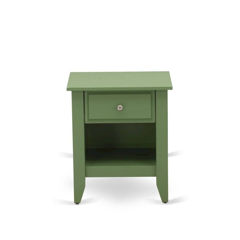 Angle. FurniFact - Clover Green Mid Century Nightstand with Wooden Drawer and Sturdy Build - Clover Green.
