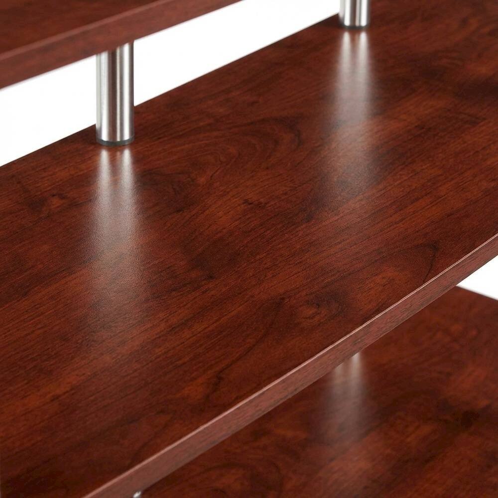 Alt View 4. FurniFact - Cherry TV stand with no tools, 4-tier design, for TVs up to 55 inches - Black.