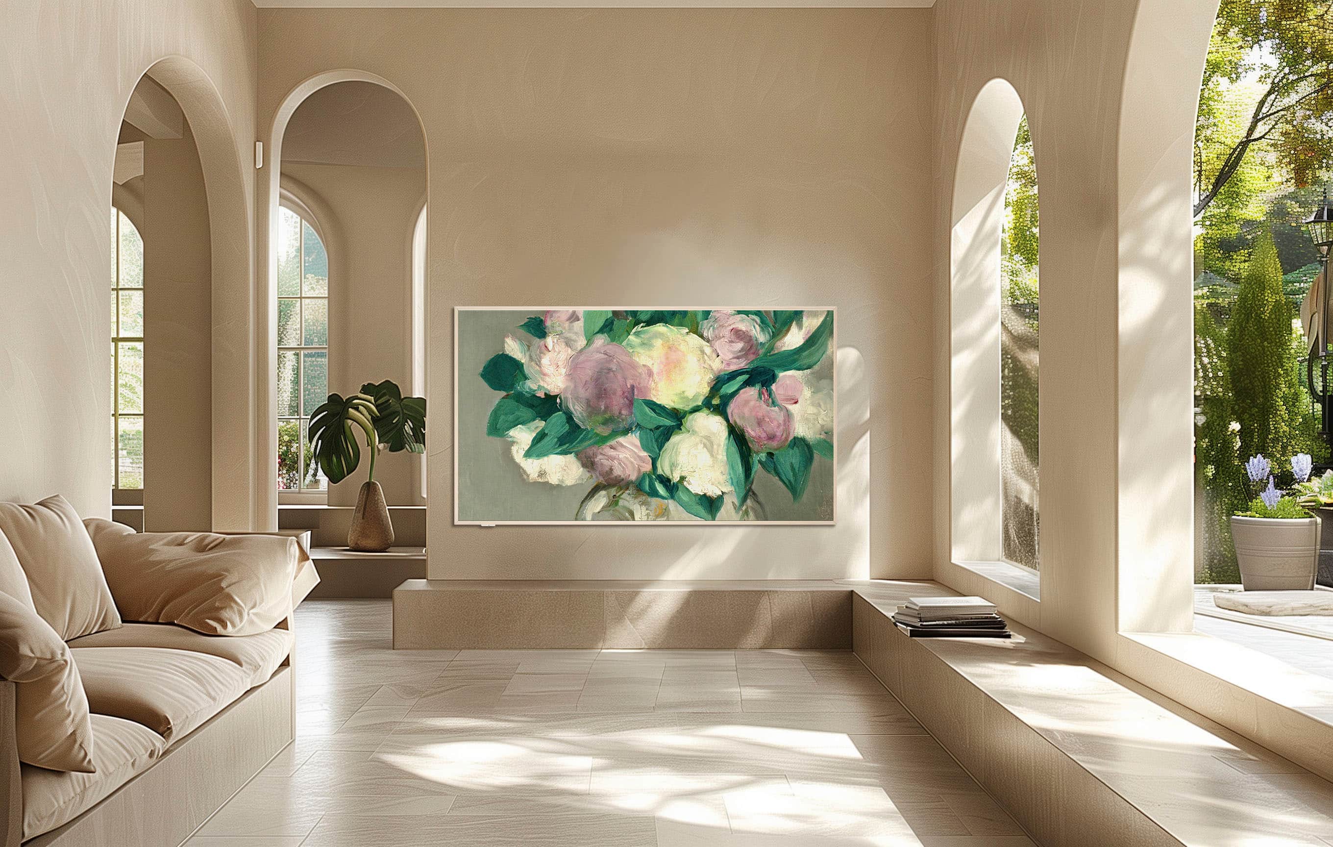 Alt View 26. TCL - 65" Class A300W NXTVISION Series 4K QLED Lifestyle TV with Ultra Matte Screen and Flush Wall Mount (2024) - White.