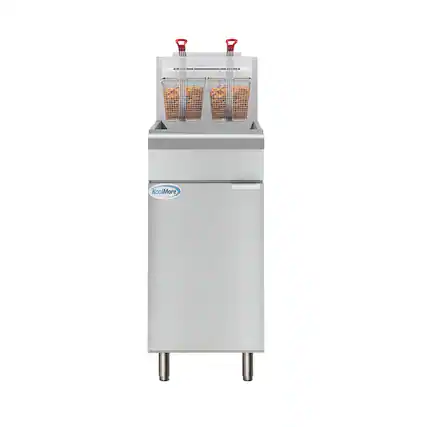 Front. Koolmore - 40 lb. Floor Standing Natural Gas Commercial Fryer with 90,000 BTU in Stainless-Steel, ETL Listed (KM-FDF40-NG) - Silver.