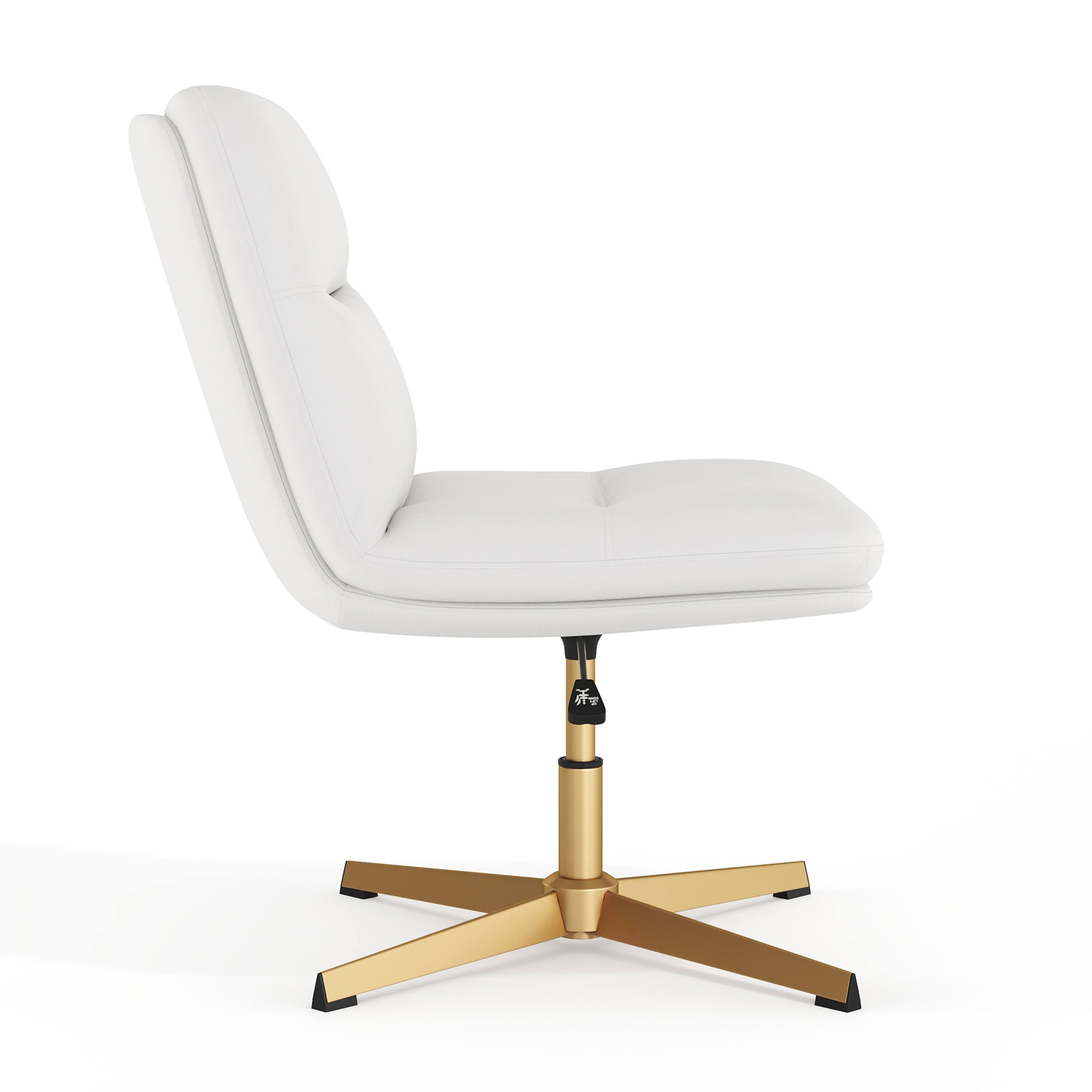Left. Flash Furniture - Chloe Commercial Mid-Back White Padded LeatherSoft Armless Stationary Task Office Chair with Adjustable Height, Swivel F - White.