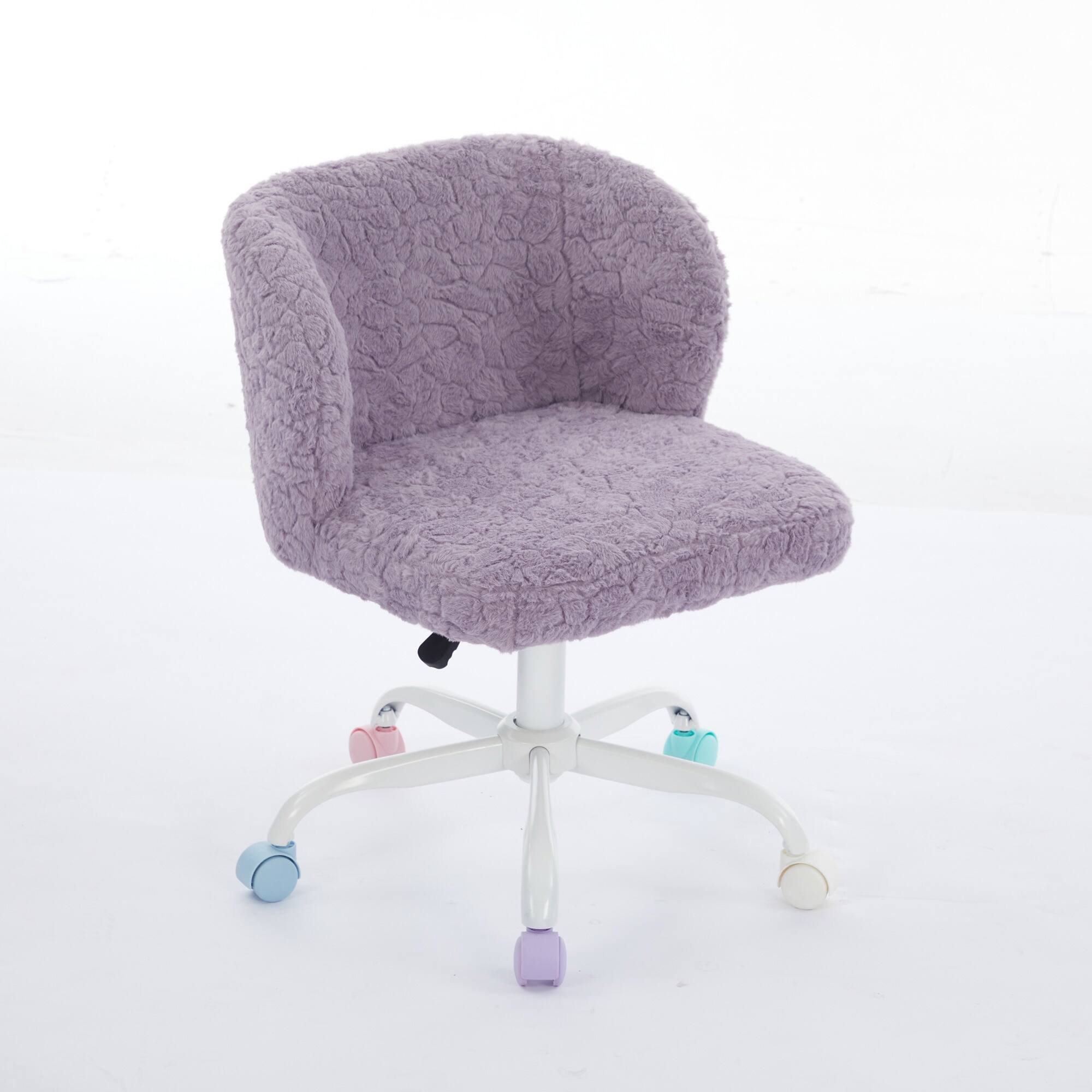 Alt View 7. Spaco - Spaco Office Chair, Artificial Rabbit Hair Home Office Chair with Metal Base, Adjustable Desk Swivel Chair, Vanity Chair - Violet.