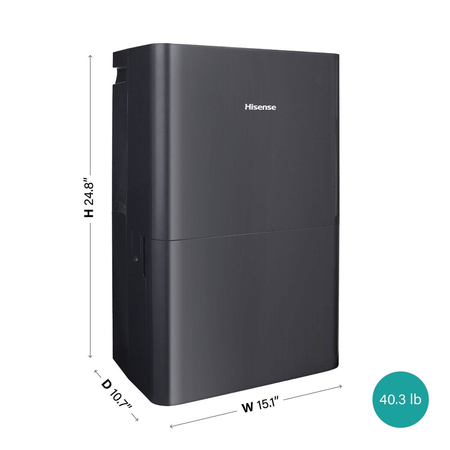 Hisense  
24.8" H x 10.7" W x 15.1" D  
40.3 lb