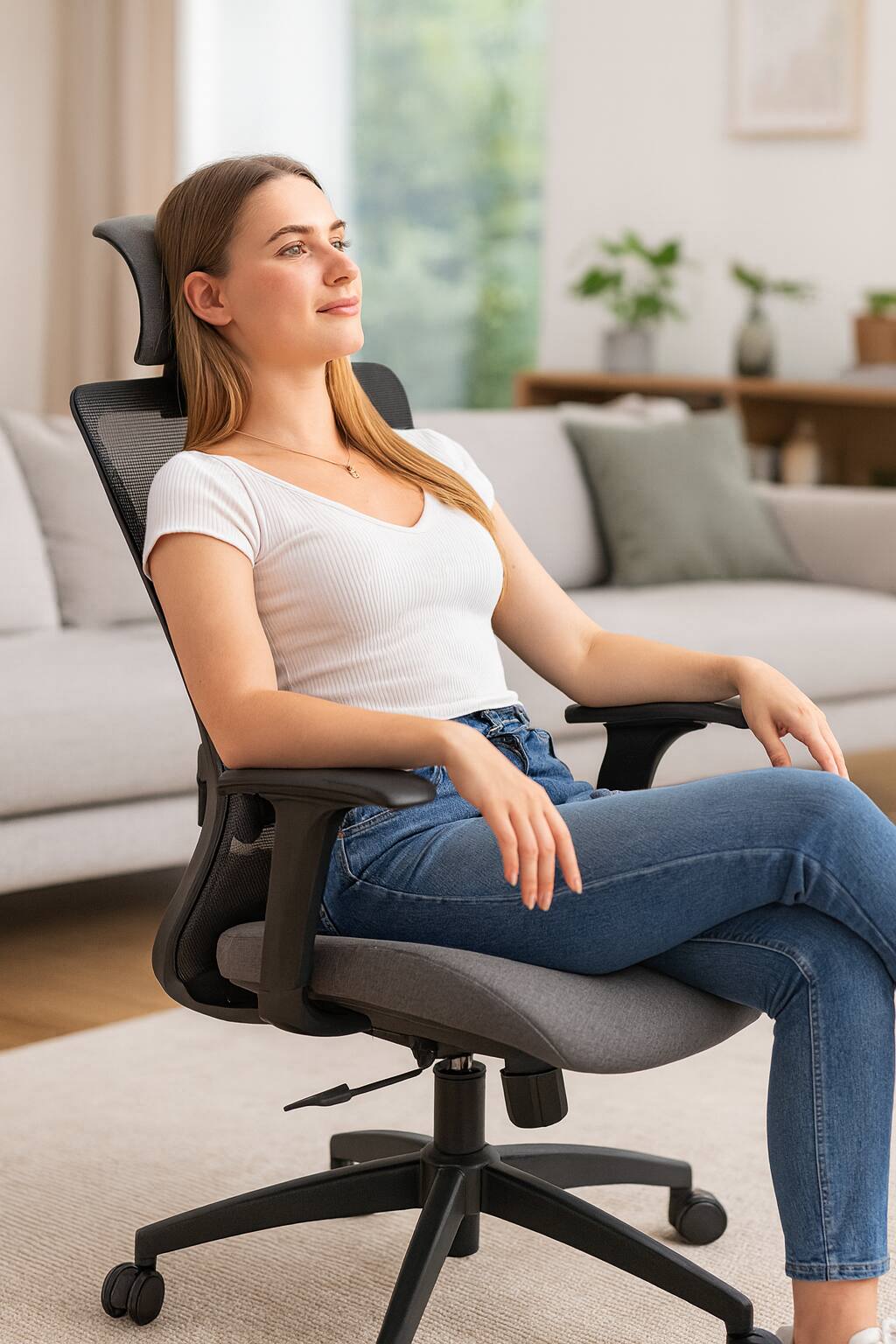 Alt View 1. PexFix - High-Back Ergonomic Office Chair with Dynamic Lumbar Support, Adjustable Seat Depth for Desk Work - Black.