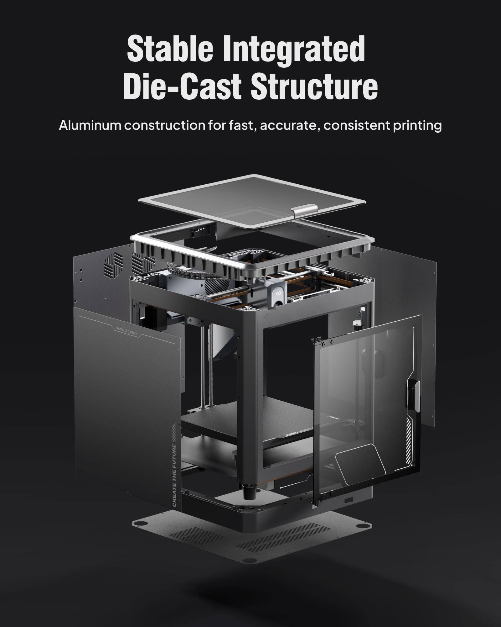 Stable Integrated Die-Cast Structure  
Aluminum construction for fast, accurate, consistent printing