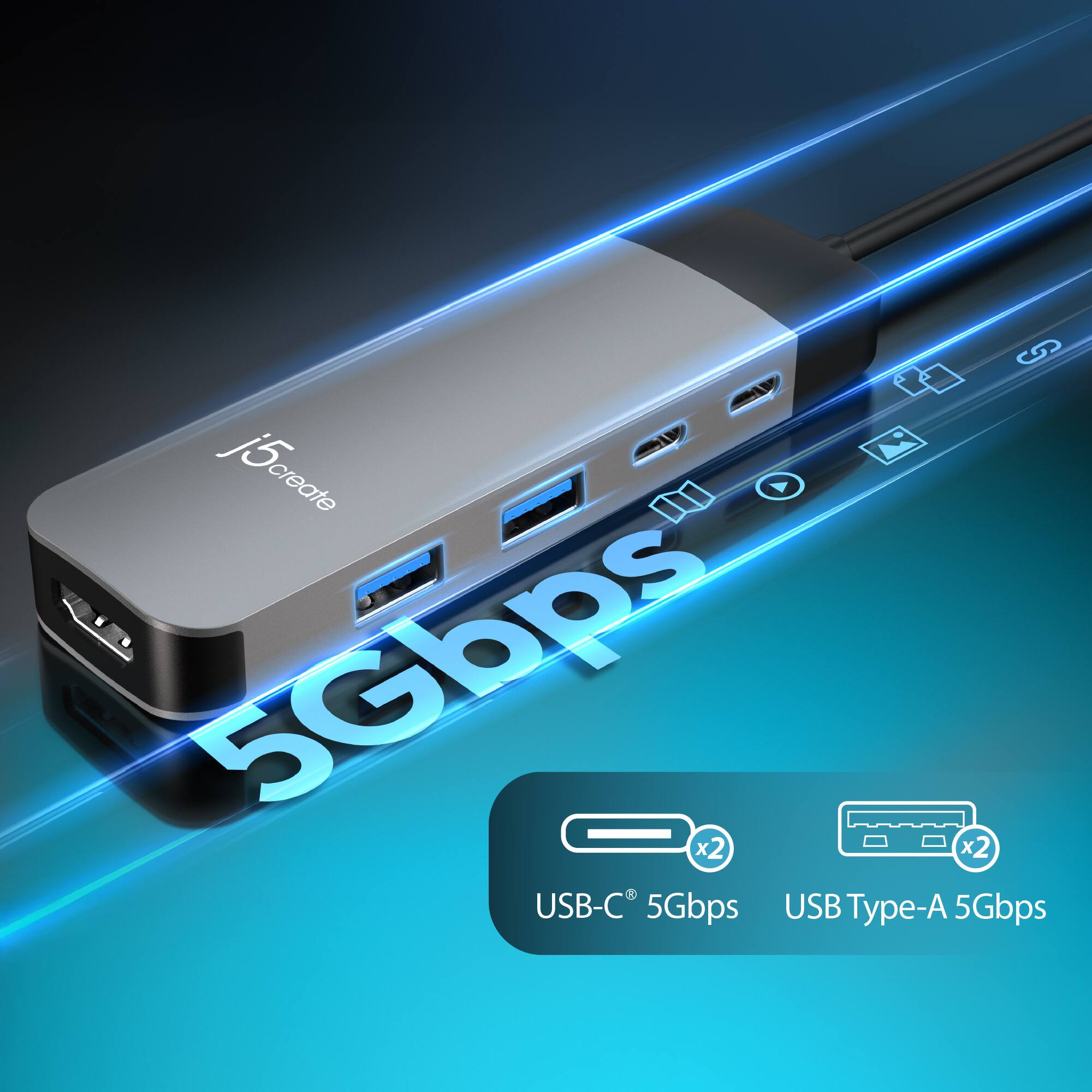 j5create 5Gbps x2 USB-C 5Gbps USB Type-A 5Gbps