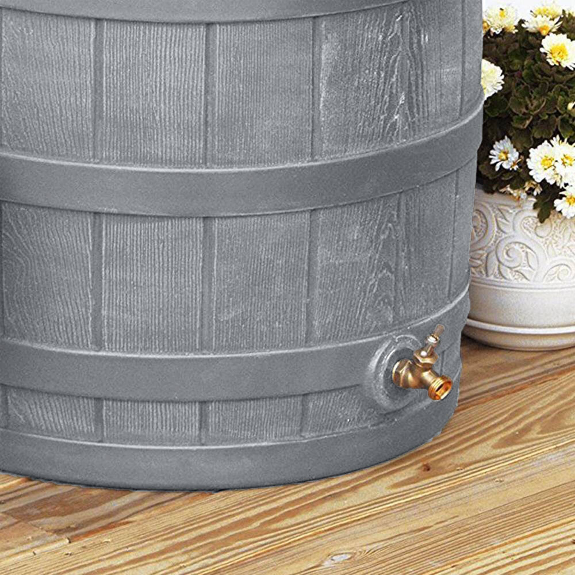 Alt View 4. Good Ideas - Good Ideas RW50 Rain Wizard 50 Gallon Plastic Rain Barrel Water Collector, Gray - Gray.