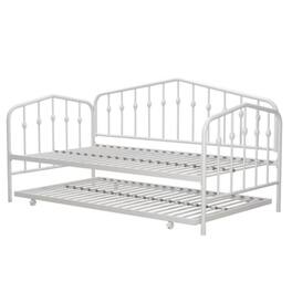 Hivvago - Twin size Modern Industrial Metal Daybed with Trundle Bed Frame - White