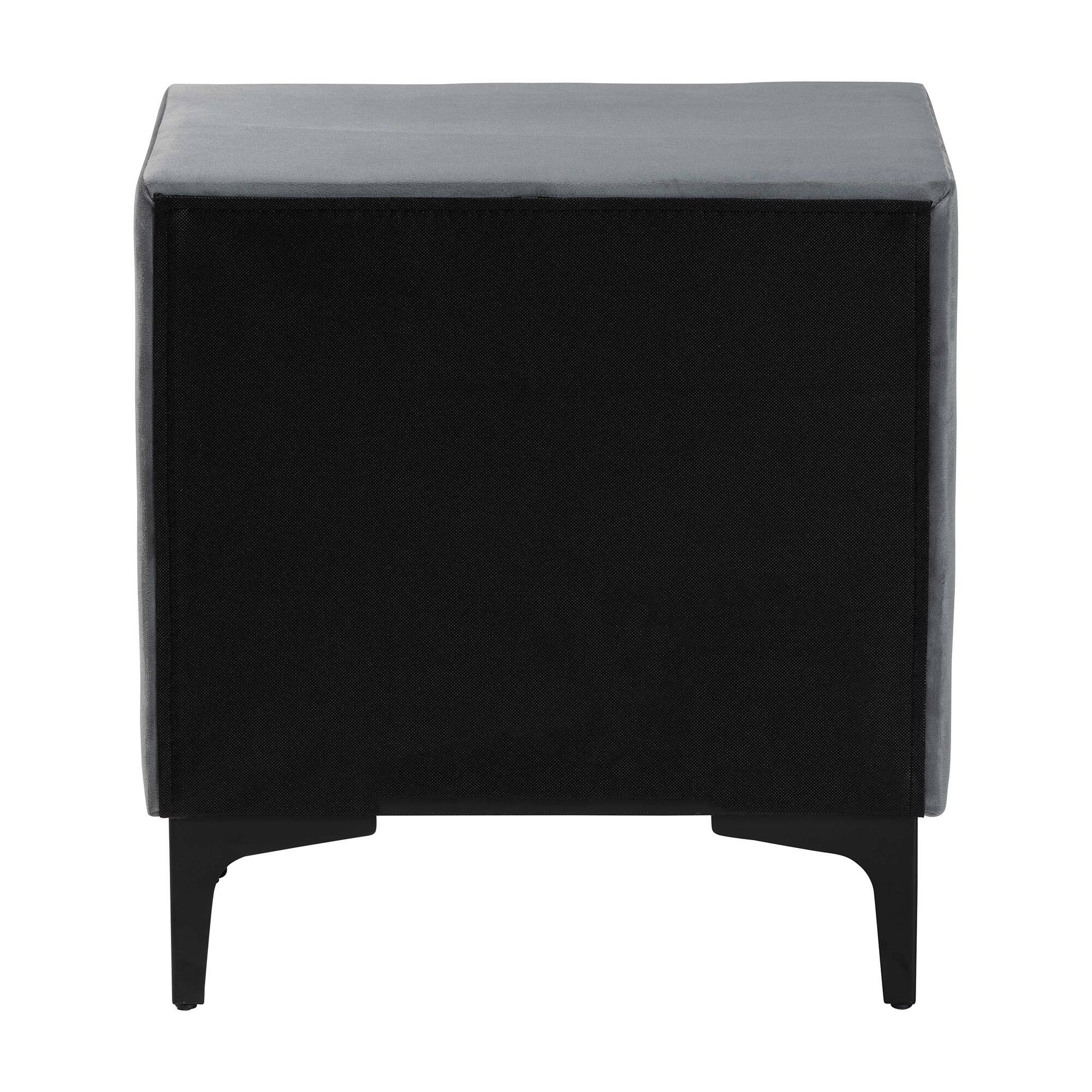 Alt View 1. Baxton Studio - Etienne Modern Slate Velvet 2-Drawer Nightstand - Slate Grey/Black.