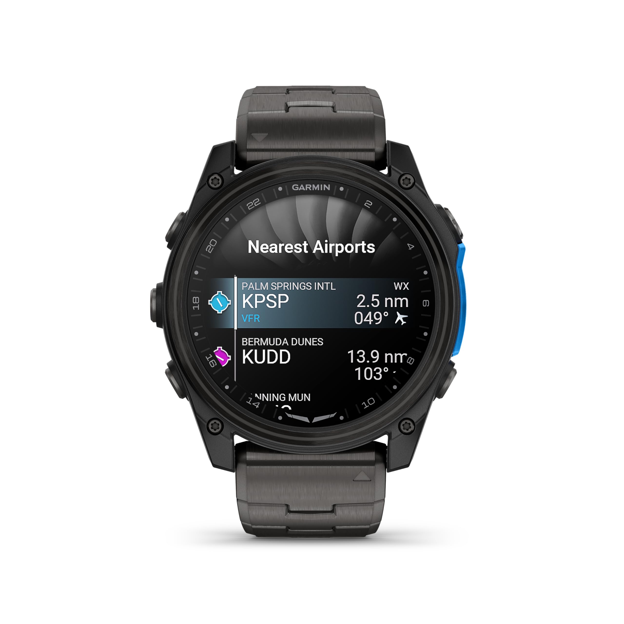 22 GARMIN 20 Nearest Airports 18 16 PALM SPRINGS INTL WX KPSP 2.5 nm VFR 049 BERMUDA DUNES KUDD 13.9 nm 8 103 B NNING MUN 14 10