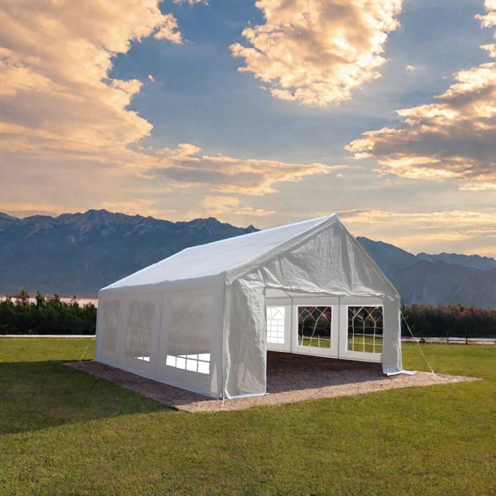 Back. APRILSOUL - 20x20 Feet Party Tent Heavy Duty Marquee Canopy Outdoor Wedding Carport Events Shelter with Storgae Carry Bags - White.
