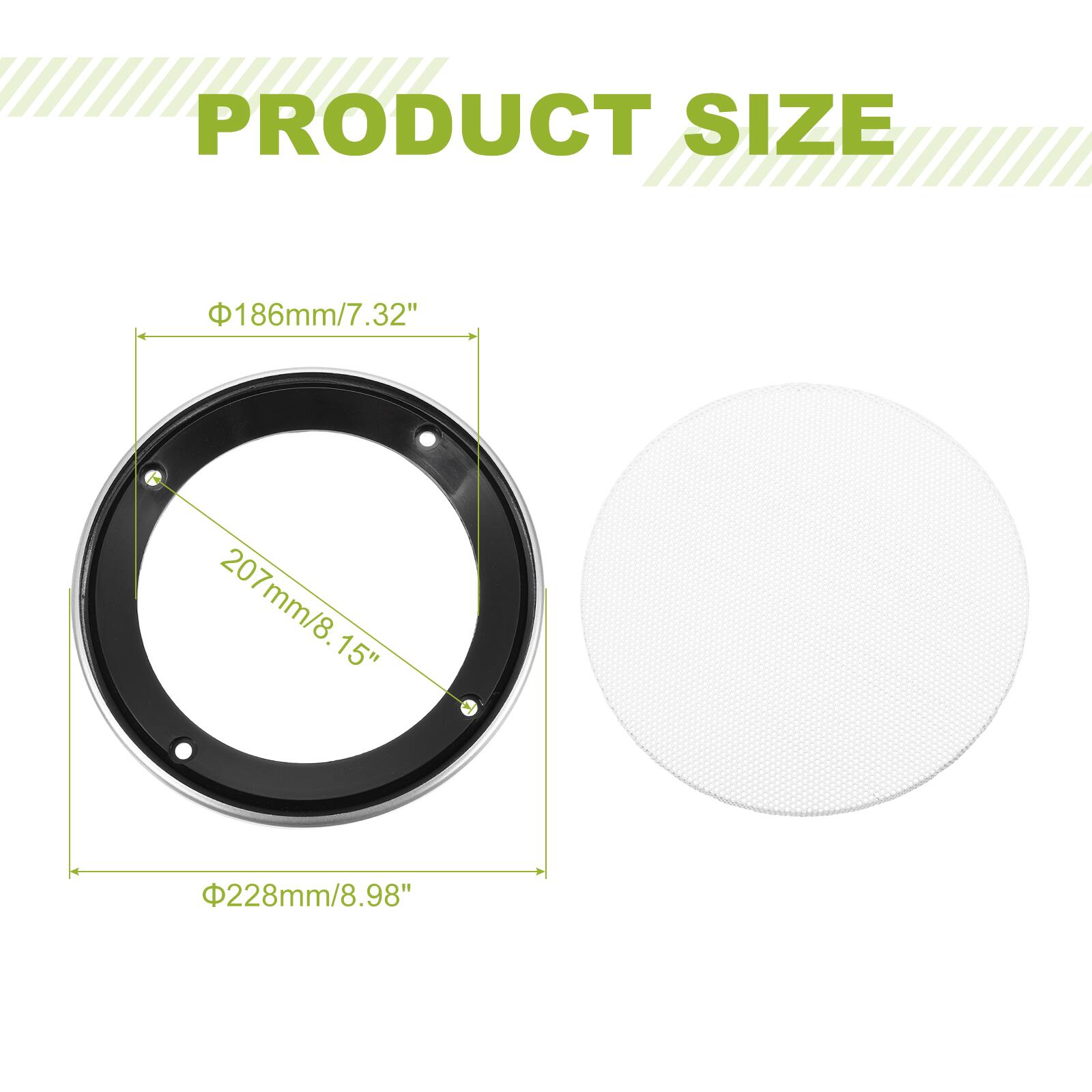 PRODUCT SIZE  
186mm/7.32"  
207mm/8.15"  
228mm/8.98"