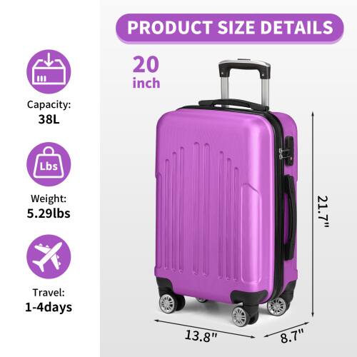 PRODUCT SIZE DETAILS

20 inch

Capacity: 38L

Weight: 5.29lbs

Travel: 1-4 days

Dimensions: 21.7" x 13.8" x 8.7"