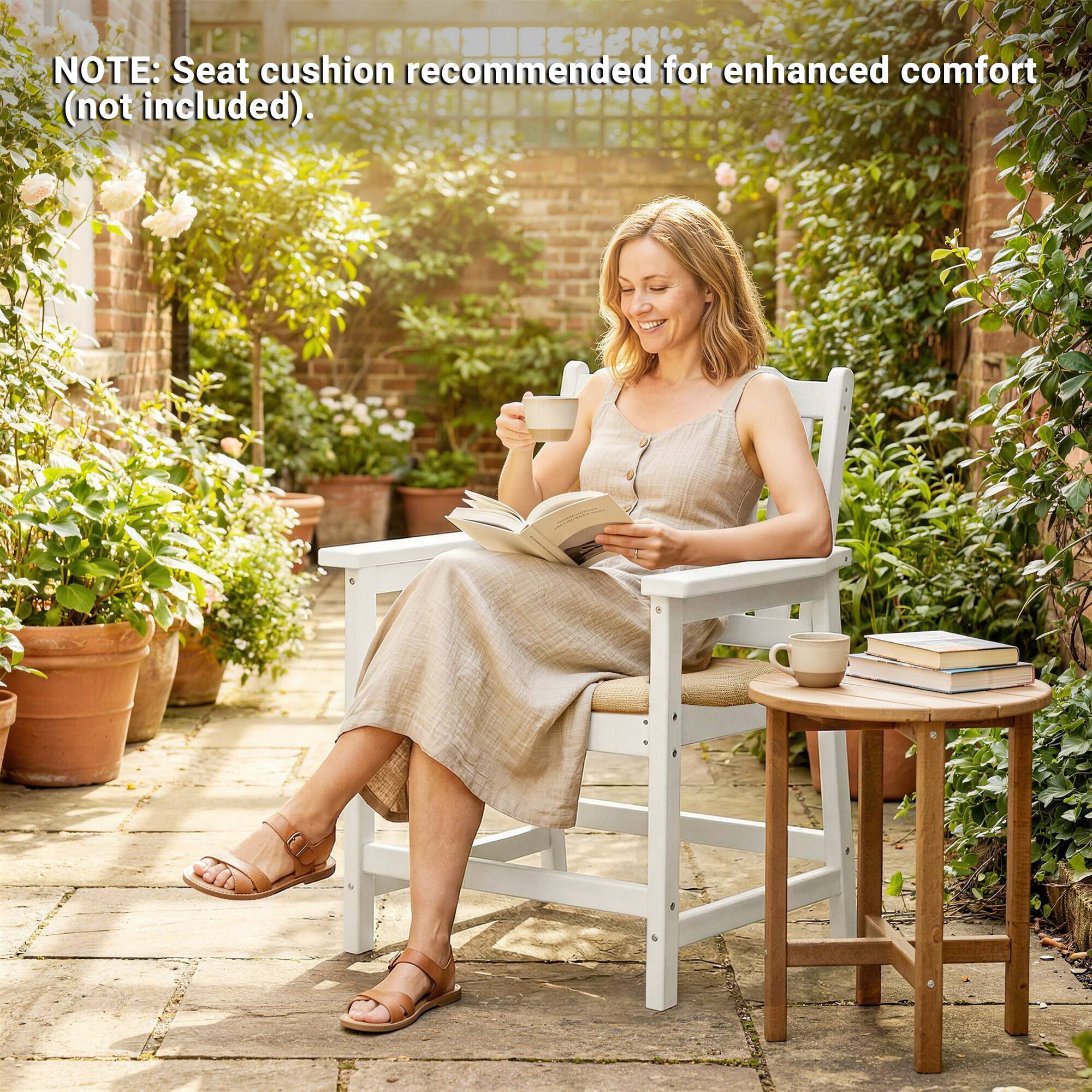 NOTE: Seat cushion recommended for enhanced comfort (not included).