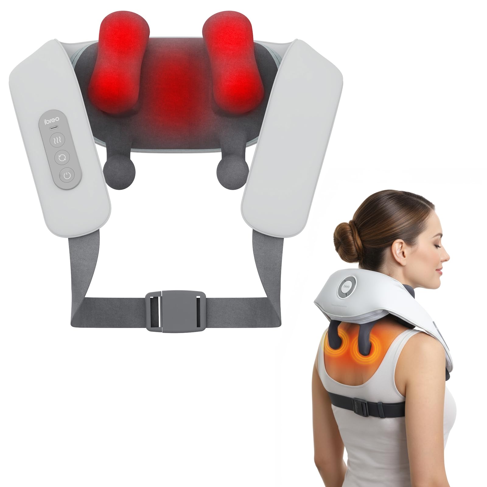 Front. Live At Space - 3D Shiatsu Neck Massager with Heat, 4 Modes, 150 Mins, Adjustable Strap, Deep Tissue for Shoulder Leg - 642146675461.