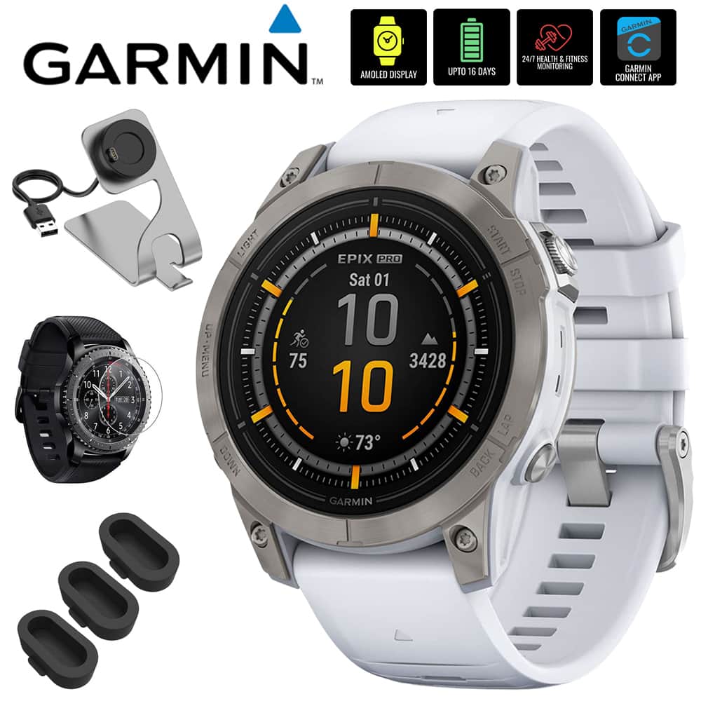 GARMIN™ AMOLED DISPLAY UPTO 16 DAYS 24/7 HEALTH & FITNESS MONITORING GARMIN CONNECT APP

EPX PRO
Sat 01 10 3428 10 73
GARMIN START STOP LAP BACK