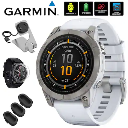 GARMIN™ AMOLED DISPLAY UPTO 16 DAYS 24/7 HEALTH & FITNESS MONITORING GARMIN CONNECT APP
EPX PRO
Sat 01 10 3428 10 73
GARMIN START STOP LAP BACK