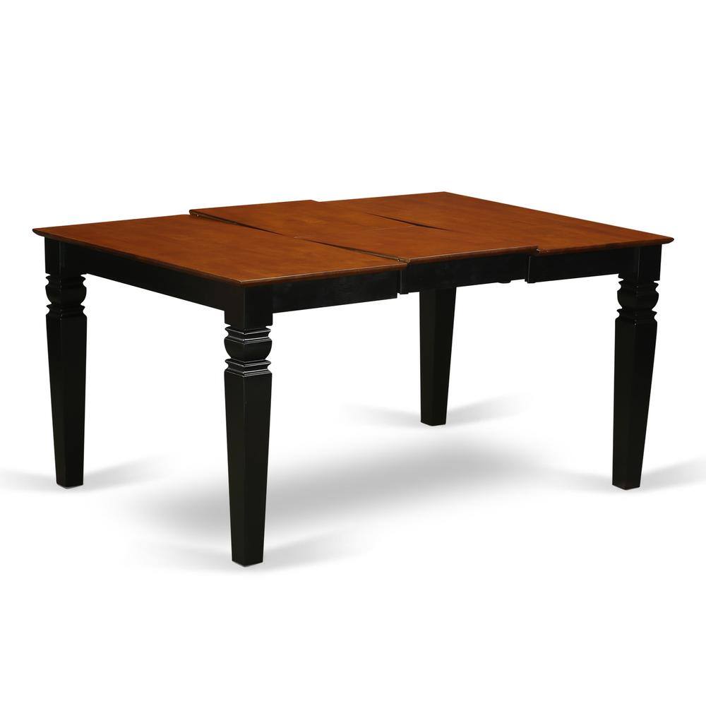 Angle. East West Furniture - WEAN7-BCH-C 7 Pc Kitchen table set with a Dining Table and 6 Kitchen Chairs in Black - Black & Cherry.