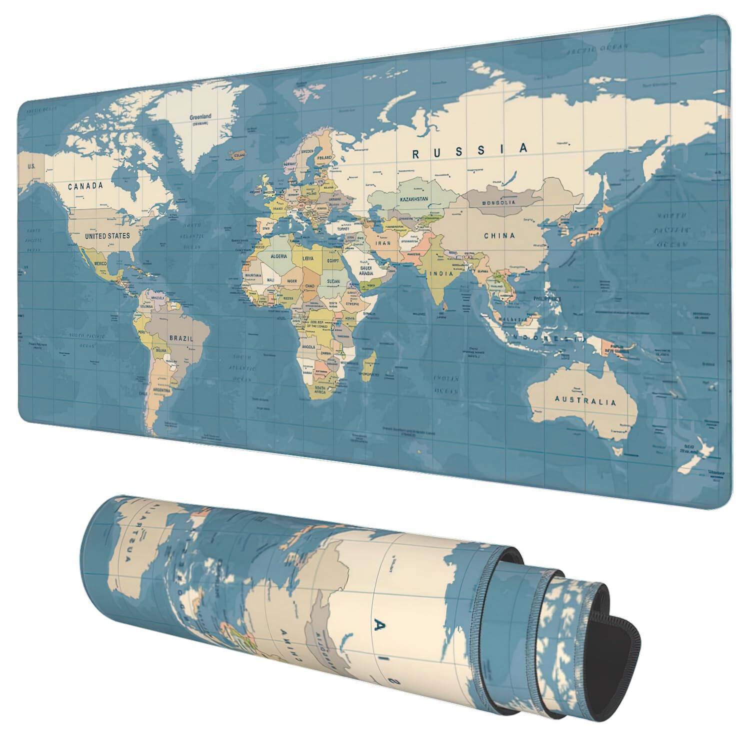Blue Vintage World Map-15.7" x 35.4"