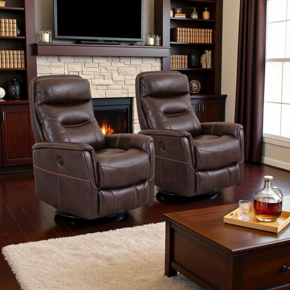 Back. Starlight Canyon Home - Truffle Recliner Nursery Glider Set – Elegant Boucle Chairs for Comfort - Dark Brown.