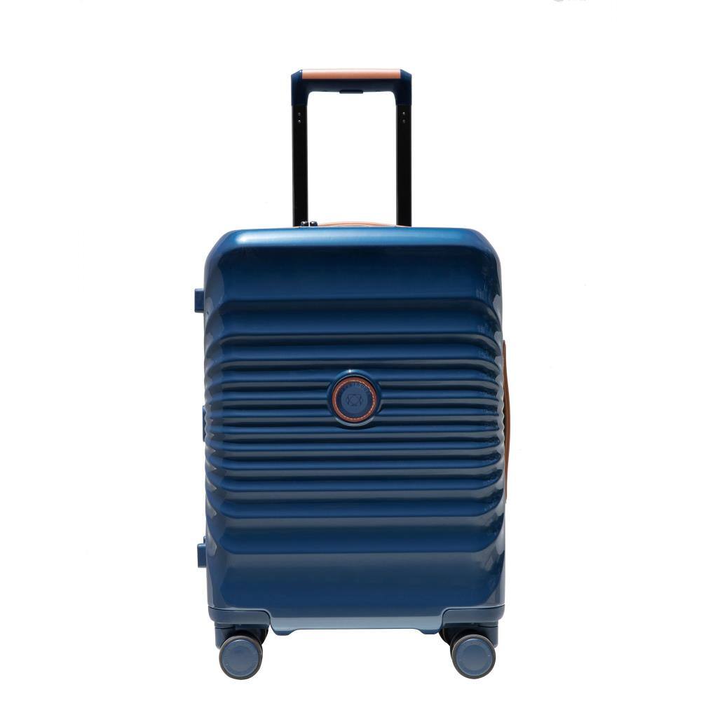 Front. BreeBe - 24' Lightweight Spinner Luggage with TSA Lock, USB Port, Wheel Lock, Artificial Leather Handle - Blue.