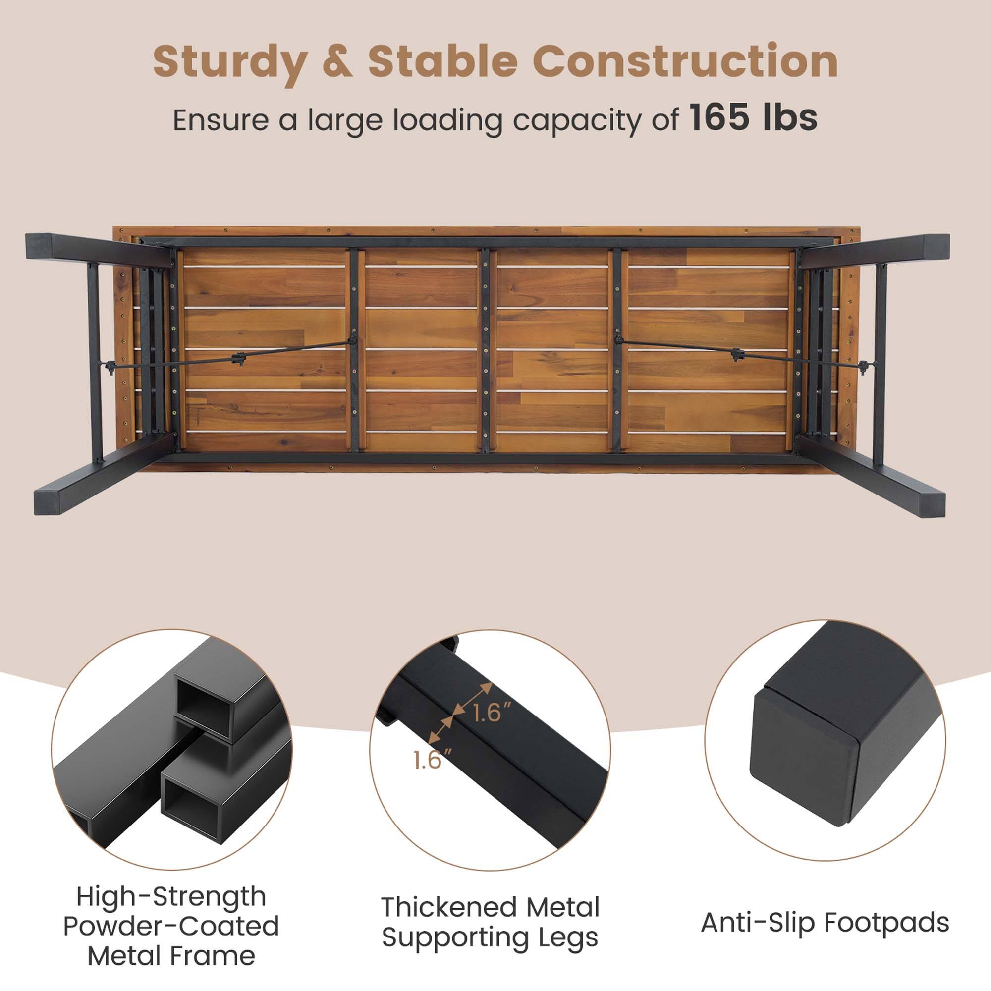 Sturdy & Stable Construction, Ensure a large loading capacity of 165 lbs, 1.6" Thickened Metal Supporting Legs, High-Strength Powder-Coated Metal Frame, Anti-Slip Footpads