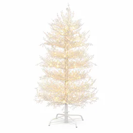 RYHNUYNE - 4 Ft Artificial Christmas Tree With 230 Warm LED Lights, 280 Tips Hinged Branches Decor - White