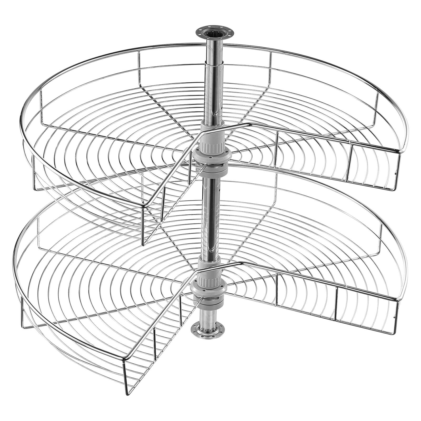 Alt View 5. VEVOR - 28" Kidney Shaped Chrome Corner Organizer, 360° Rotatble Kitchen Base Cabinet Blind Corner, 2 Tier Height Adjustable - Silver.