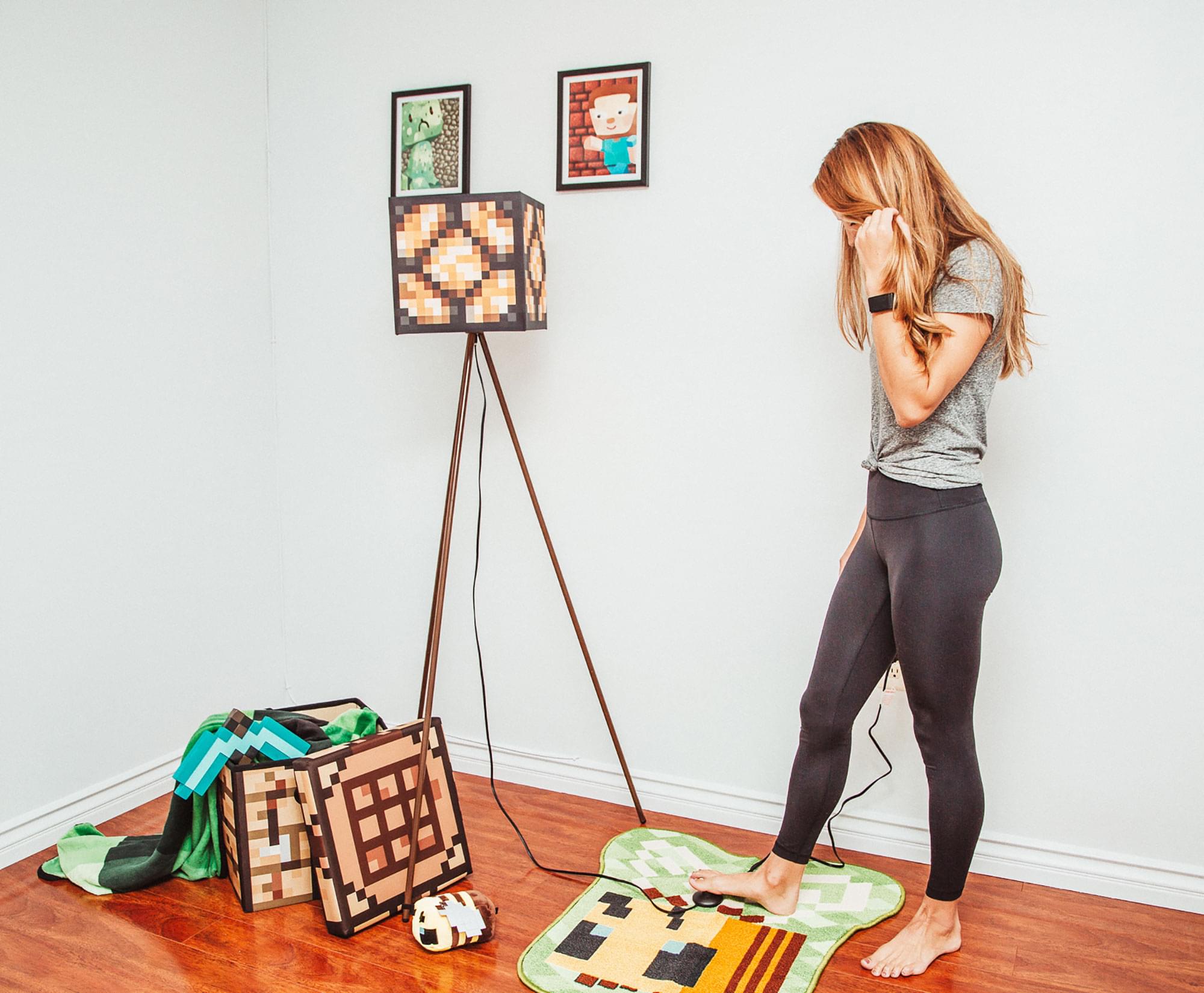 Alt View 4. Ukonic - Minecraft Glowstone Tripod Floor Lamp | 62 Inches Tall - Brown.