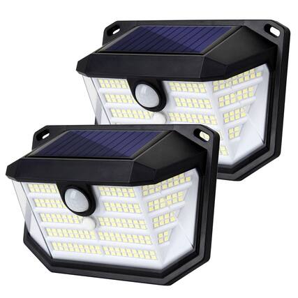 Front. VEGA AUTOMOTIVE - Solar Outdoor Lights 230 With Motion Sensor And 3 Modes Ip65 Waterproof 270 Wide Angle Light Easy to install - 2 Pack.