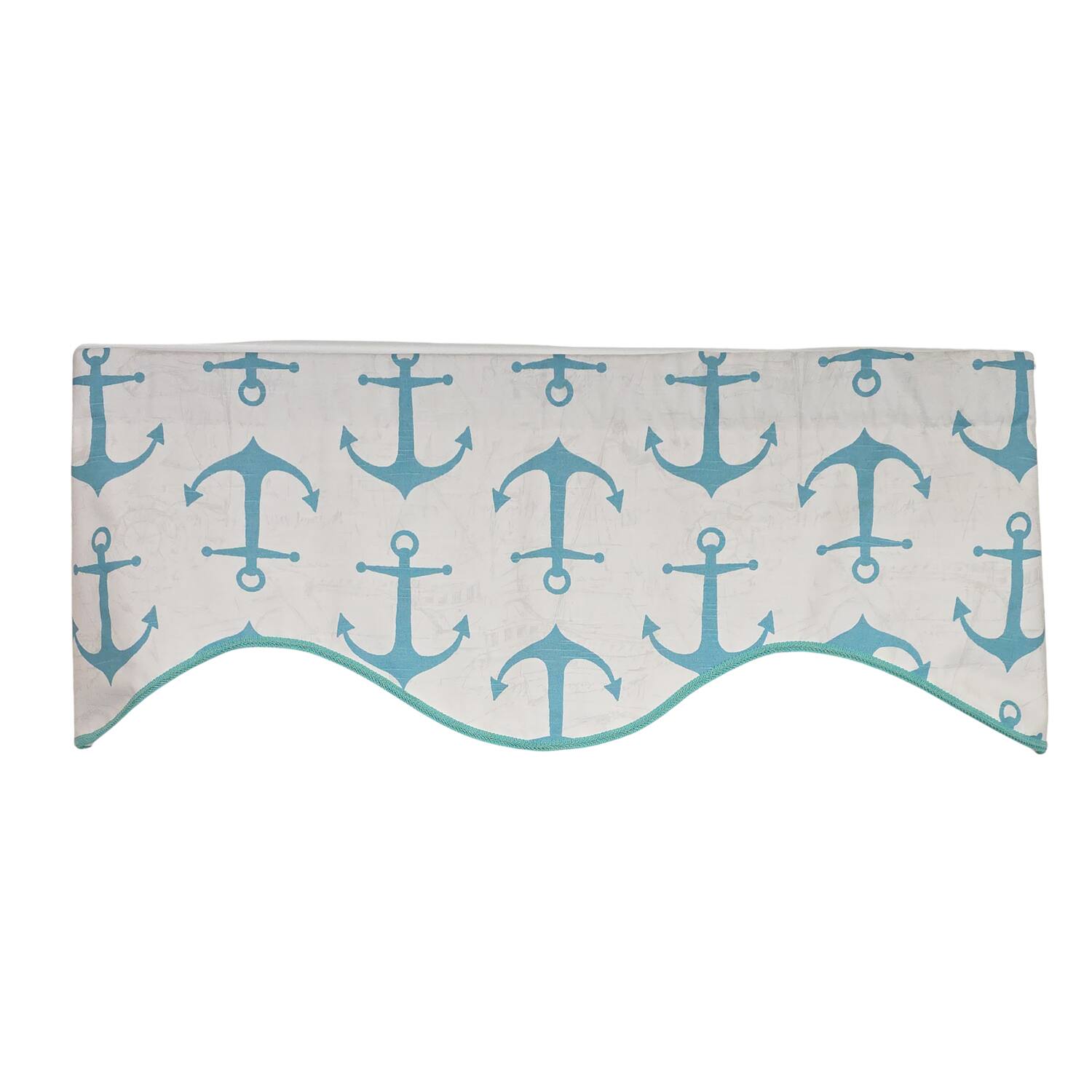 Left. RLF Home - RLF Home Anchors Cornice Window Valance 100% Cotton Lined Rod Pocket 50" x 17" Green - Green.