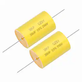 Unique Bargains - 2pcs 30uf Frequency Divider Capacitor, 250V Axial Audio Speaker Crossover MKP Film Capacitor - Yellow