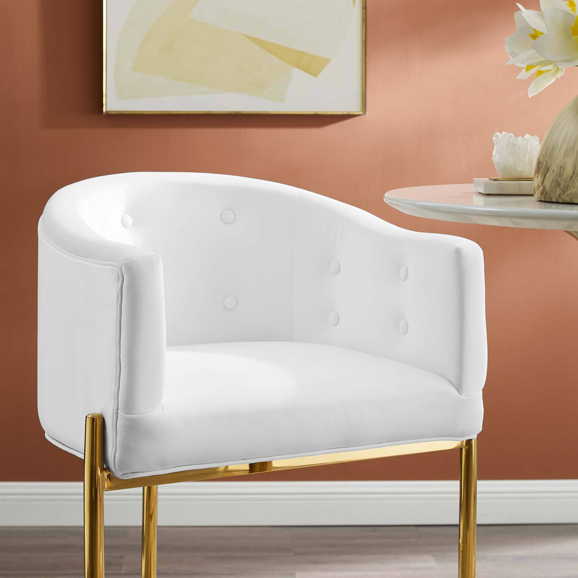 Back. Modway - Savour Tufted Performance Velvet Bar Stool by Modway - White.