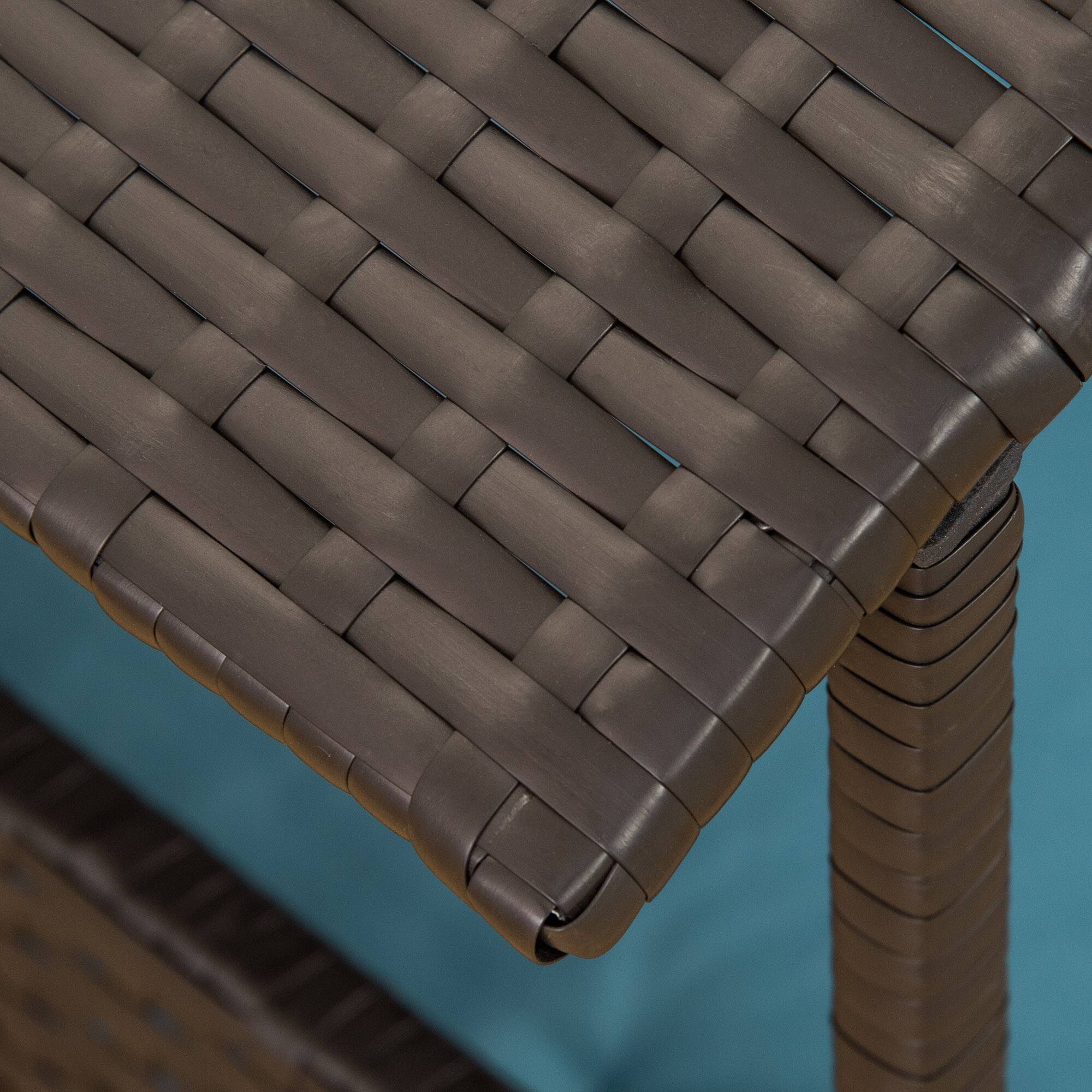 Alt View 5. Pawhut - Wicker Dog House Outdoor, Canopy, Rattan Bed, Water-resistant Cushion, 66 lbs, 19.75", Brown Wicker, Blue Cushion - Blue.