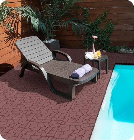 Alt View 2. Loheer - 12-Inch Interlocking Deck Tiles, 44-Pack, Stone Pattern Outdoor Flooring - Red+Brown.