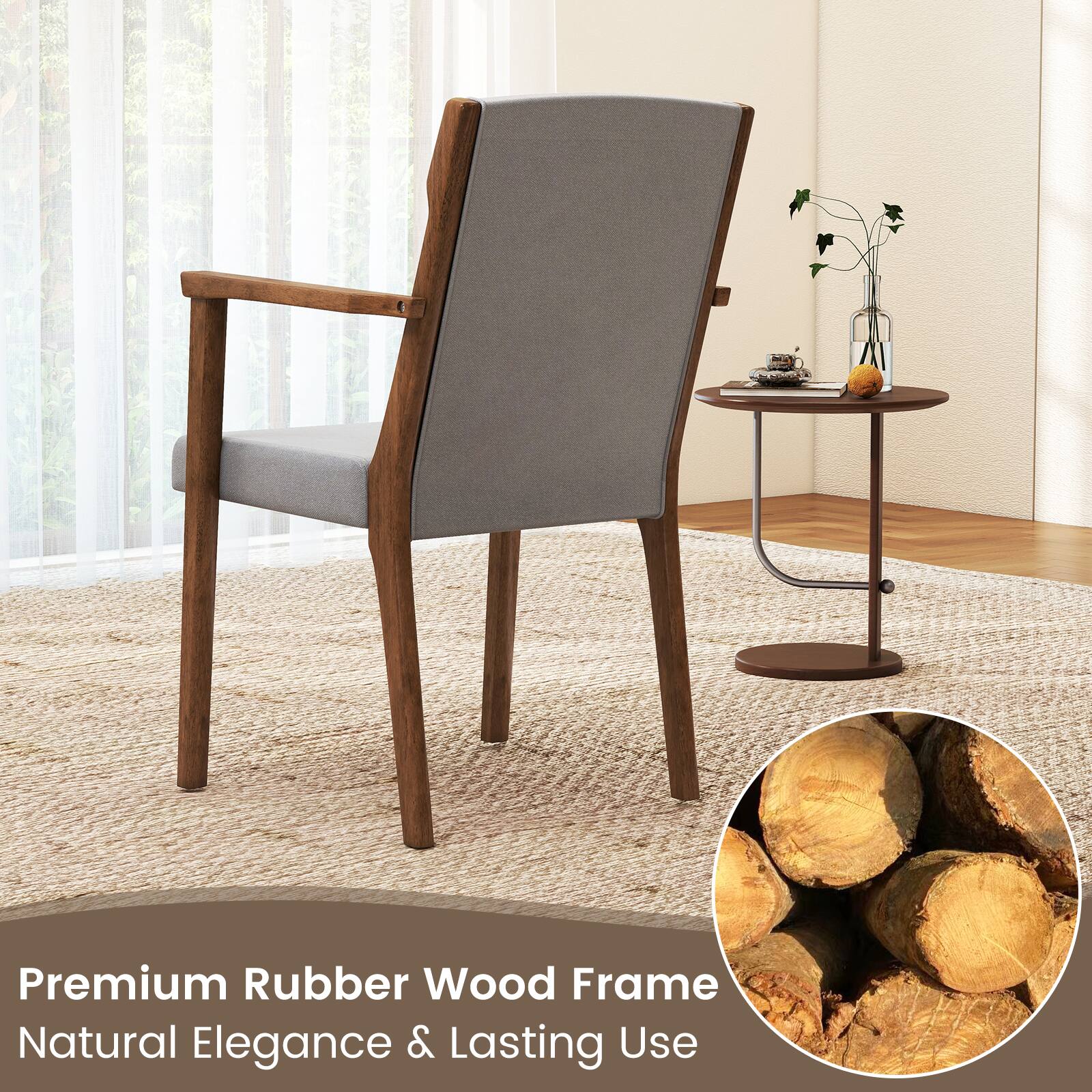 Premium Rubber Wood Frame  
Natural Elegance & Lasting Use