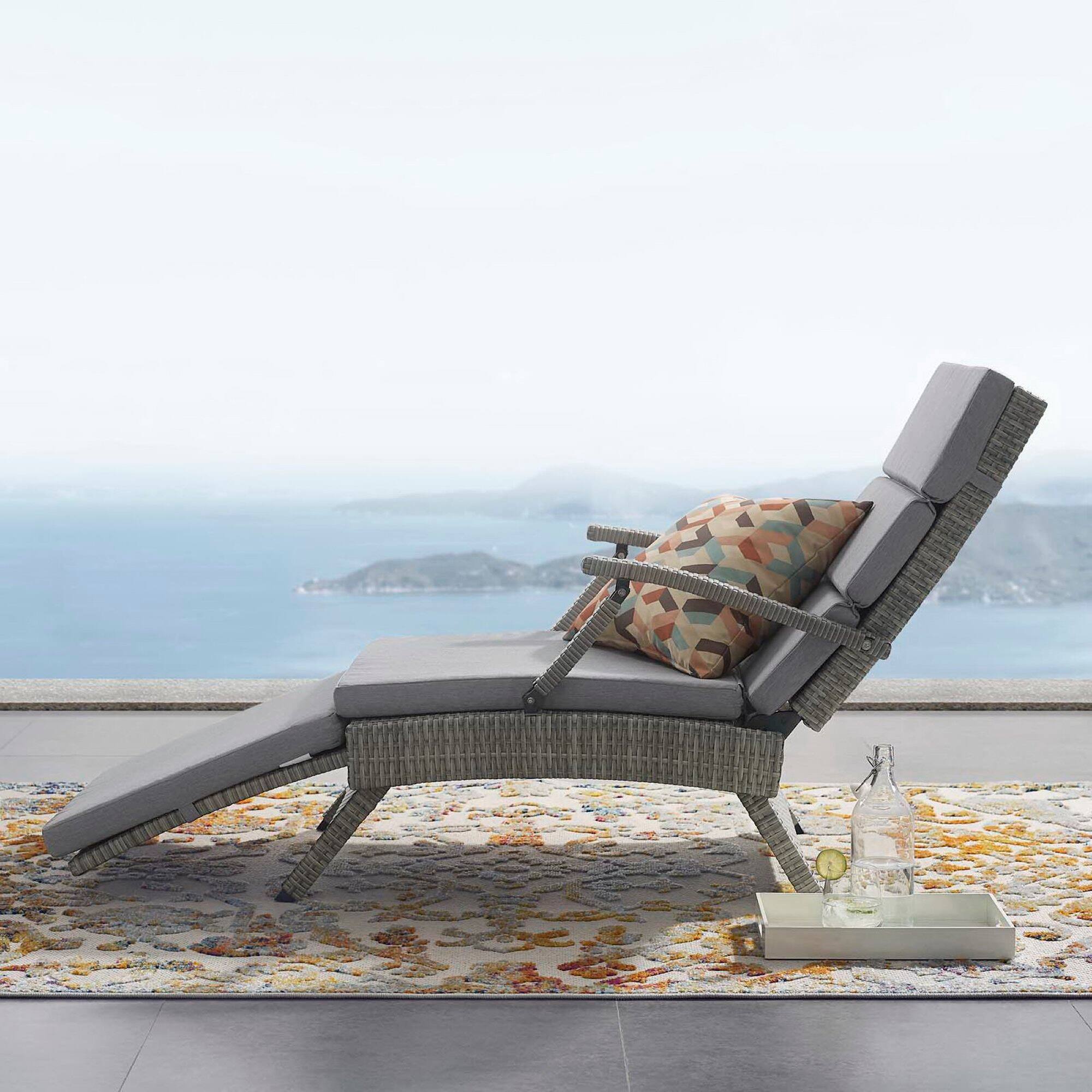 Front. Modway - Envisage Chaise Outdoor Patio Wicker Rattan Lounge Chair by Modway - Light Gray Gray.