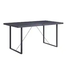 Manhattan Lane - Dining Table with Rectangular Metal Inserted Top and Sled Base - Gray
