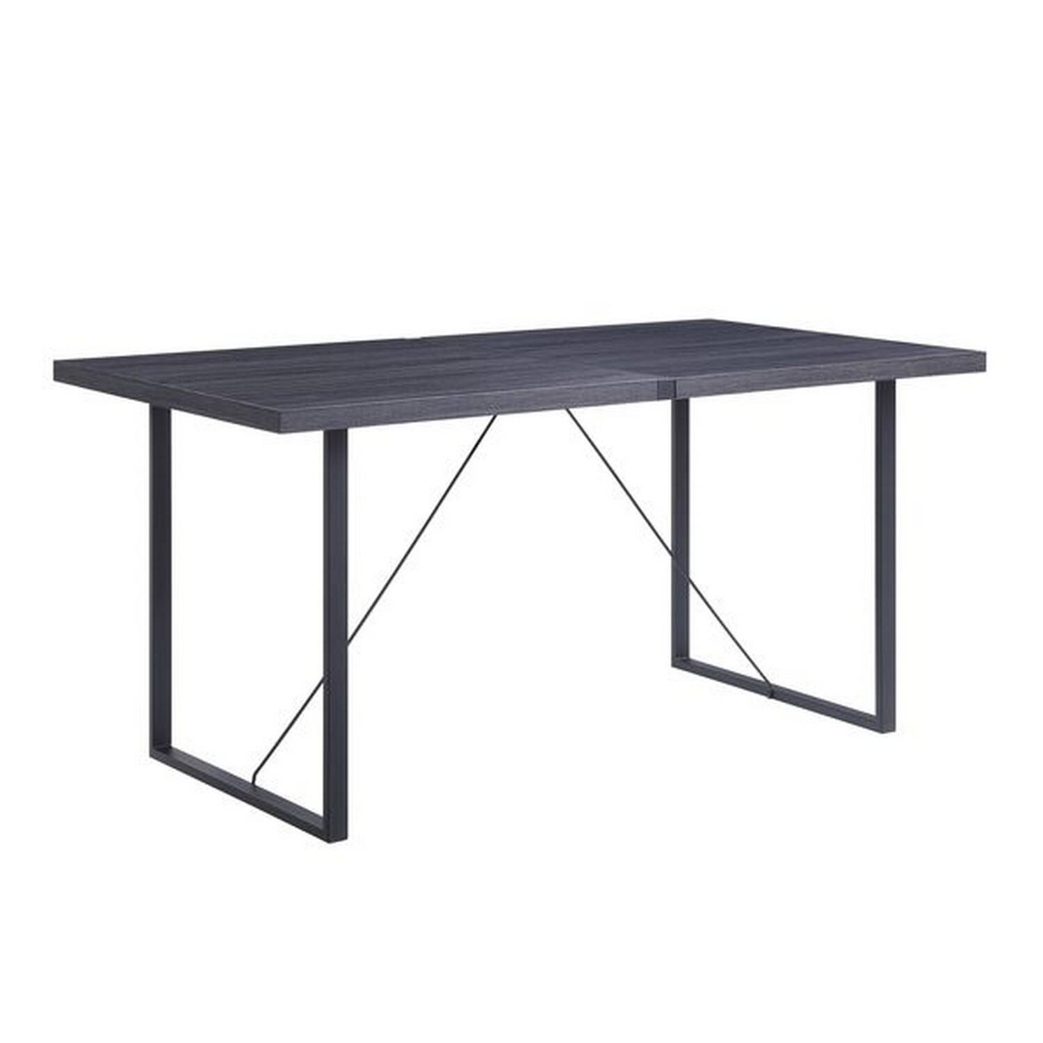 Front. Manhattan Lane - Dining Table with Rectangular Metal Inserted Top and Sled Base - Gray.