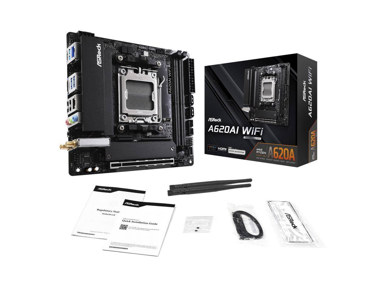 ASRock A620AI WiFi  
A620A  
OK: ARec FRock Regulatory Not Monhcnand Quick Installation Cindale ASReck