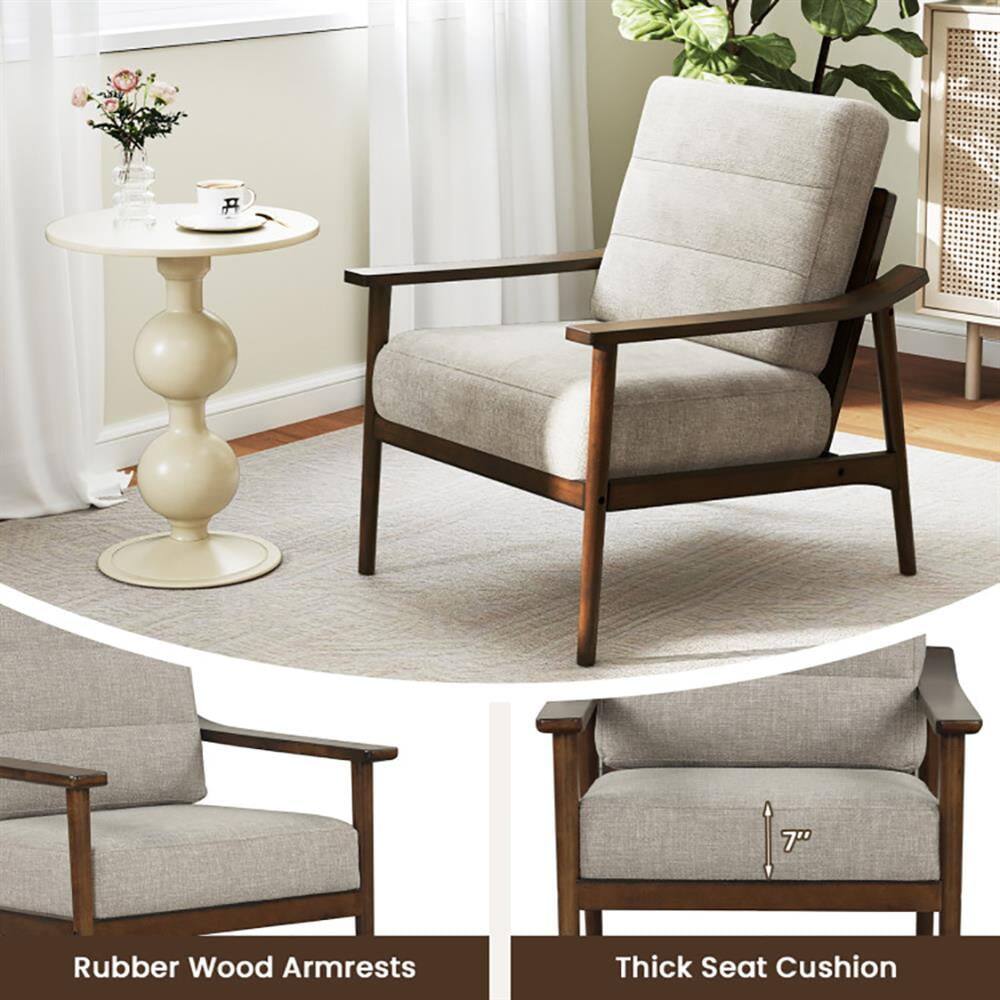 7" Rubber Wood Armrests  
Thick Seat Cushion