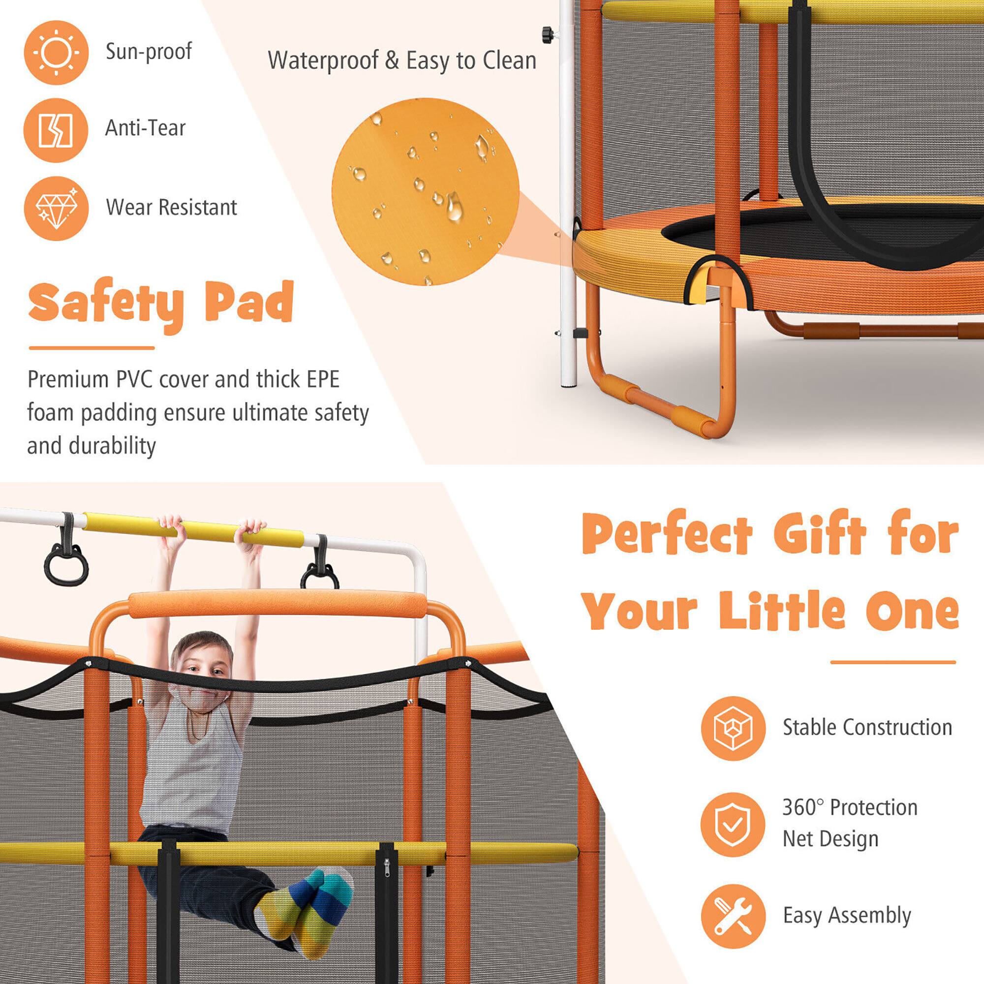 - Sun-proof
- Waterproof & Easy to Clean
- Anti-Tear
- Wear Resistant

**Safety Pad**

Premium PVC cover and thick EPE foam padding ensure ultimate safety and durability

---

**Perfect Gift for Your Little One**

- Stable Construction
- 360° Protection Net Design
- Easy Assembly