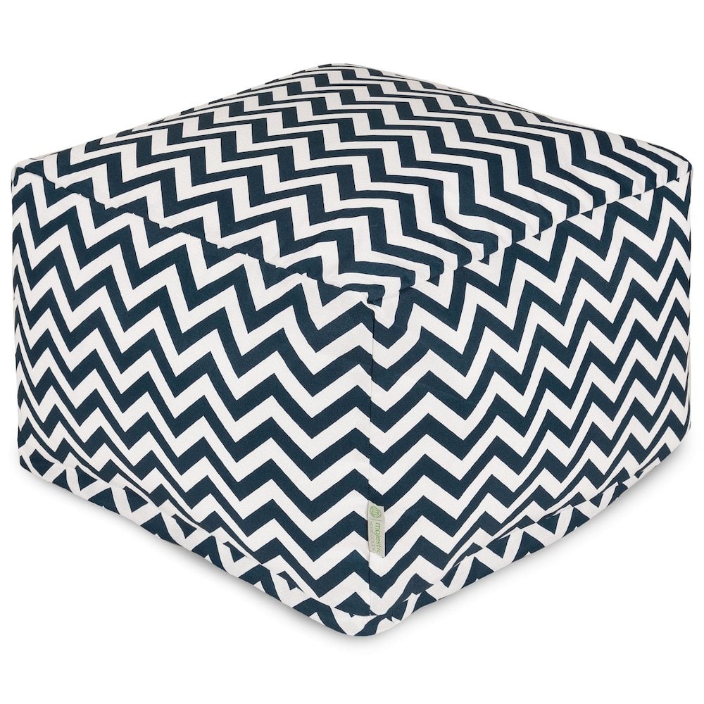 Majestic Home - Ottoman Pouf Chevron Navy - Blue