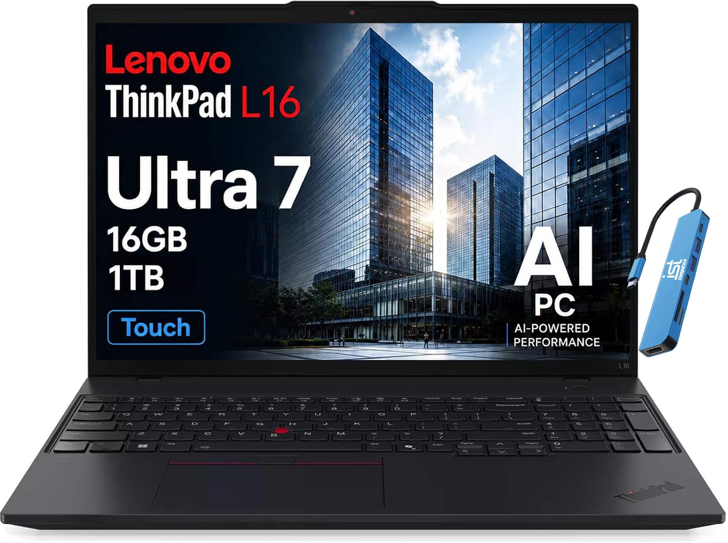 Lenovo - Upgraded - ThinkPad L16 16" FHD+ Touchscreen Laptop - Business AI PC - Intel Core Ultra 7 255U 2025 - 16GB RAM - 1TB SSD - Win11Pro - Touchscreen - Black