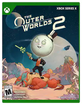 The Outer Worlds 2 is a game for Xbox Series X, developed by Obsidian Studios. It is rated M for Mature 17+ by the ESRB and requires a content download. - M (Mature 17+)