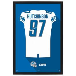Sporticulture - Aidan Hutchinson Detroit Lions Away Jersey Framed Art Print - White