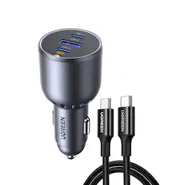UGREEN - 130W USB-C Car Charger Set, Fast Car Charger Adapter for MacBook Pro/Air, iPads, iPhones - Black