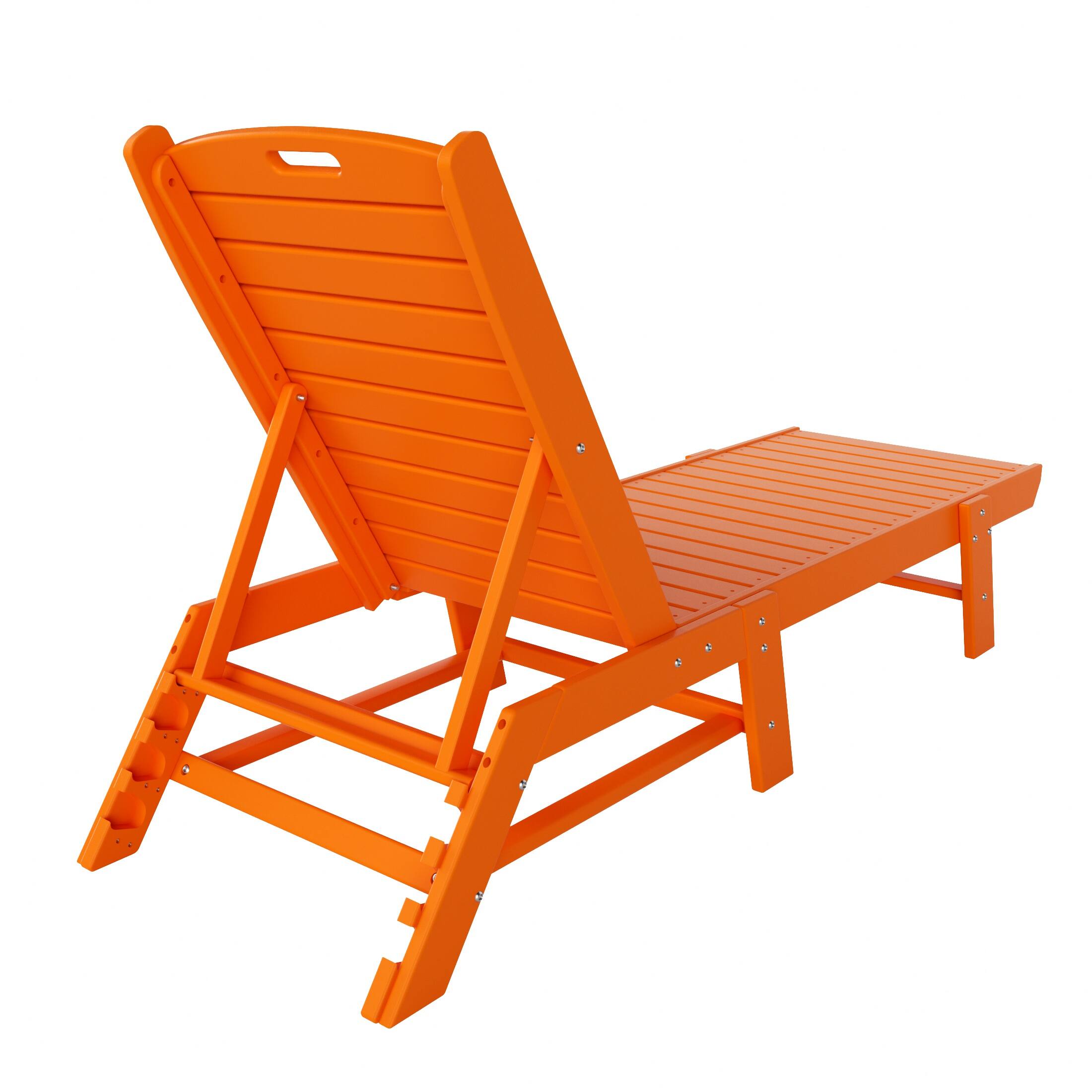 Alt View 1. WestinTrends - WestinTrends Malibu Poly Reclining Outdoor Patio Chaise Lounge Chair Adjustable - Orange.